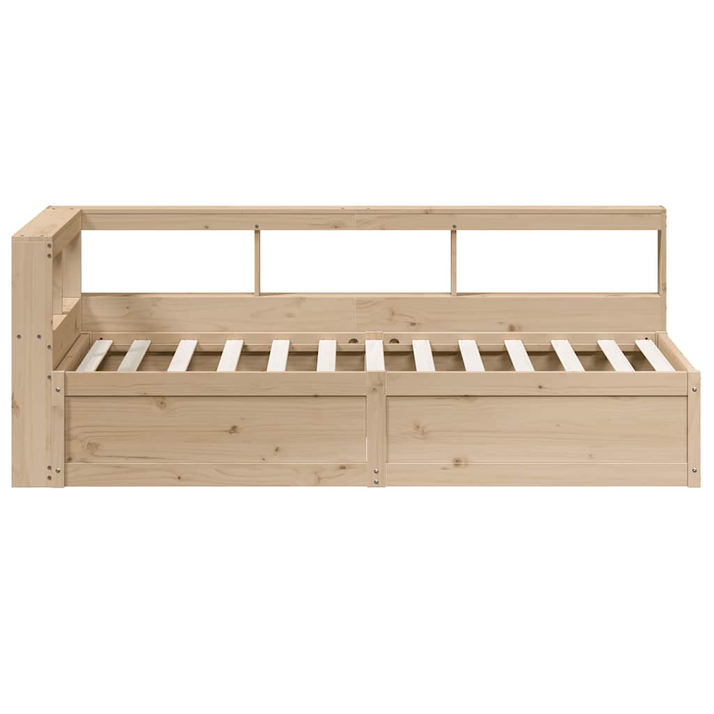 Seng med bokhylle uten madrass 100x200 cm heltre furu