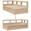 Seng med bokhylle uten madrass 100x200 cm heltre furu