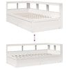 Seng med bokhylle uten madrass hvit 100x200 cm heltre furu