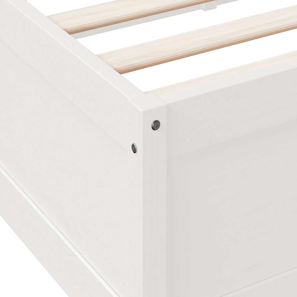 Seng med bokhylle uten madrass hvit 100x200 cm heltre furu