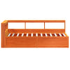 Seng med bokhylle uten madrass voksbrun 100x200 cm heltre furu