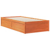 Seng med bokhylle uten madrass voksbrun 100x200 cm heltre furu