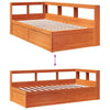 Seng med bokhylle uten madrass voksbrun 100x200 cm heltre furu