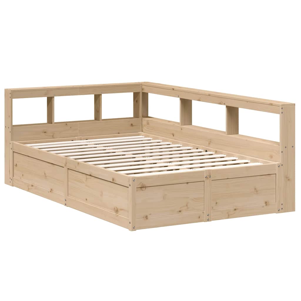 Seng med bokhylle uten madrass 135x190 cm heltre furu