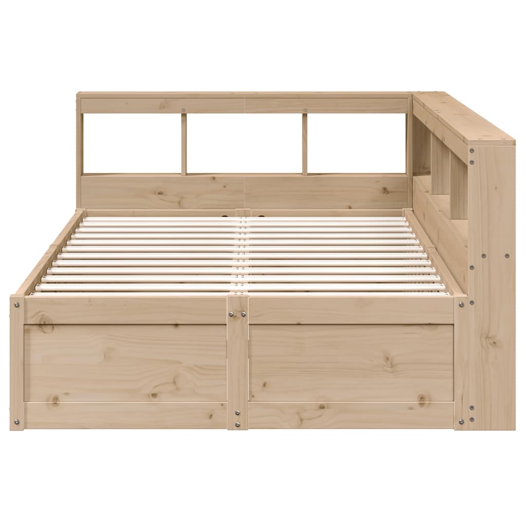 Seng med bokhylle uten madrass 135x190 cm heltre furu