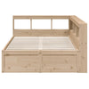 Seng med bokhylle uten madrass 135x190 cm heltre furu