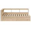 Seng med bokhylle uten madrass 135x190 cm heltre furu