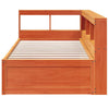 Seng med bokhylle uten madrass voksbrun 90x190 cm heltre furu