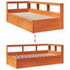 Seng med bokhylle uten madrass voksbrun 90x190 cm heltre furu