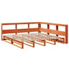 Seng med bokhylle uten madrass voksbrun 200x200 cm heltre furu
