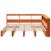 Seng med bokhylle uten madrass voksbrun 180x200 cm heltre furu