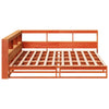 Seng med bokhylle uten madrass voksbrun 180x200 cm heltre furu