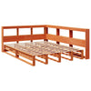 Seng med bokhylle uten madrass voksbrun 160x200 cm heltre furu
