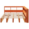 Seng med bokhylle uten madrass voksbrun 160x200 cm heltre furu