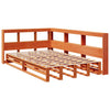 Seng med bokhylle uten madrass voksbrun 120x200 cm heltre furu