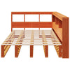 Seng med bokhylle uten madrass voksbrun 120x200 cm heltre furu