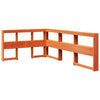 Seng med bokhylle uten madrass voksbrun 120x200 cm heltre furu