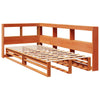 Seng med bokhylle uten madrass voksbrun 100x200 cm heltre furu
