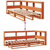 Seng med bokhylle uten madrass voksbrun 100x200 cm heltre furu