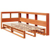 Seng med bokhylle uten madrass voksbrun 90x200 cm heltre furu