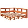 Seng med bokhylle uten madrass voksbrun 140x190 cm heltre furu