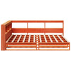 Seng med bokhylle uten madrass voksbrun 140x190 cm heltre furu