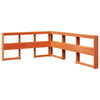 Seng med bokhylle uten madrass voksbrun 140x190 cm heltre furu
