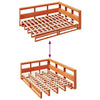 Seng med bokhylle uten madrass voksbrun 140x190 cm heltre furu