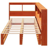 Seng med bokhylle uten madrass voksbrun 90x190 cm heltre furu