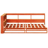 Seng med bokhylle uten madrass voksbrun 90x190 cm heltre furu