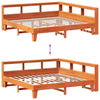 Seng med bokhylle uten madrass voksbrun 200x200 cm heltre furu