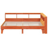 Seng med bokhylle uten madrass voksbrun 180x200 cm heltre furu