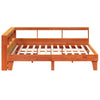 Seng med bokhylle uten madrass voksbrun 180x200 cm heltre furu