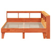 Seng med bokhylle uten madrass voksbrun 140x200 cm heltre furu