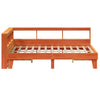 Seng med bokhylle uten madrass voksbrun 140x200 cm heltre furu
