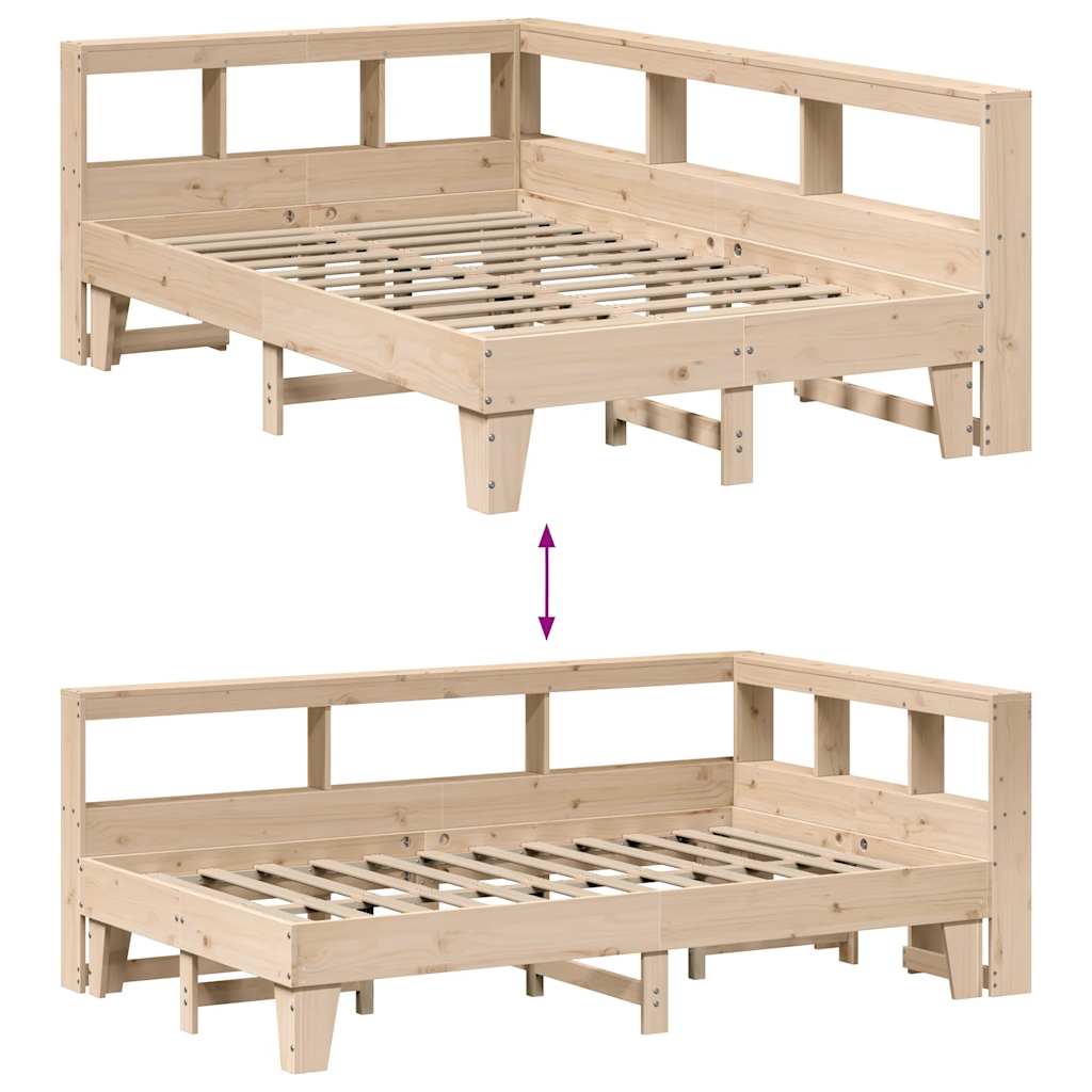 Seng med bokhylle uten madrass 120x200 cm heltre furu
