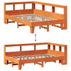 Seng med bokhylle uten madrass voksbrun 120x200 cm heltre furu
