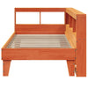 Seng med bokhylle uten madrass voksbrun 100x200 cm heltre furu