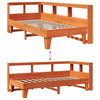 Seng med bokhylle uten madrass voksbrun 100x200 cm heltre furu