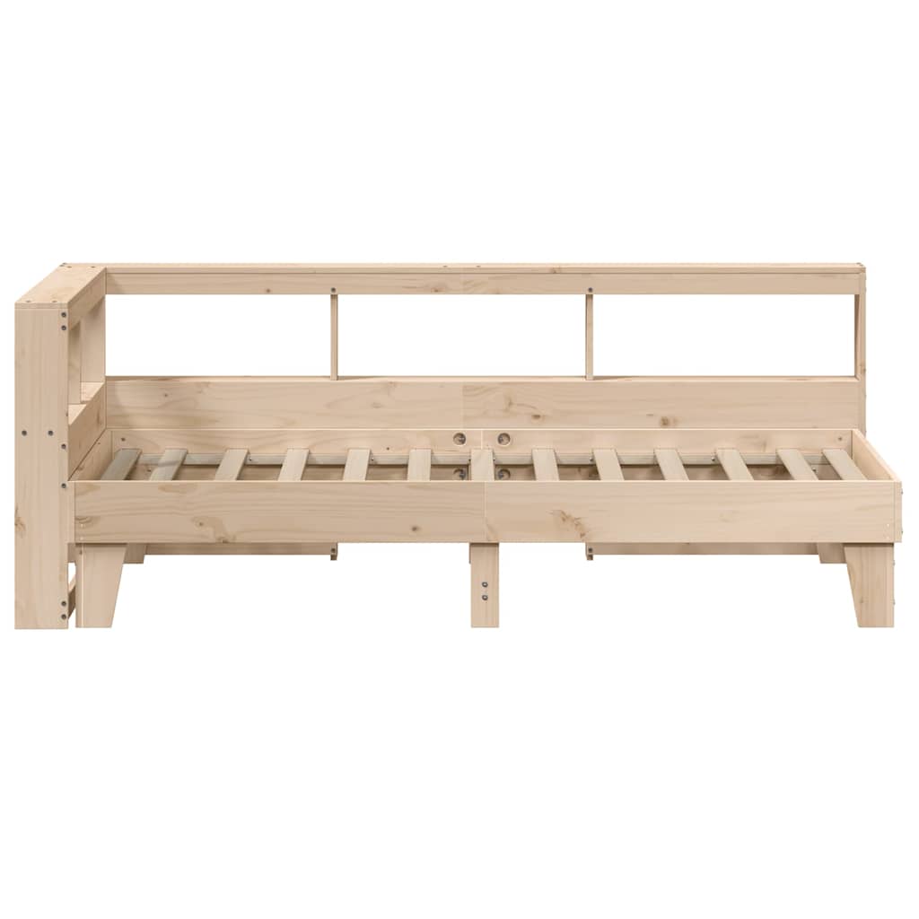 Seng med bokhylle uten madrass 90x190 cm heltre furu