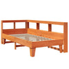 Seng med bokhylle uten madrass voksbrun 90x190 cm heltre furu