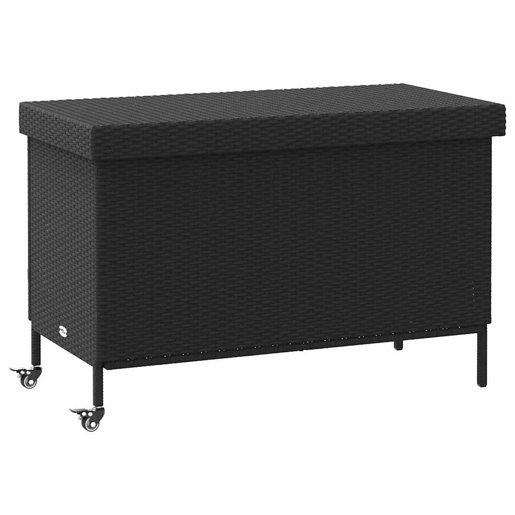 Putekasse med hjul svart 110x55x73 cm polyrotting