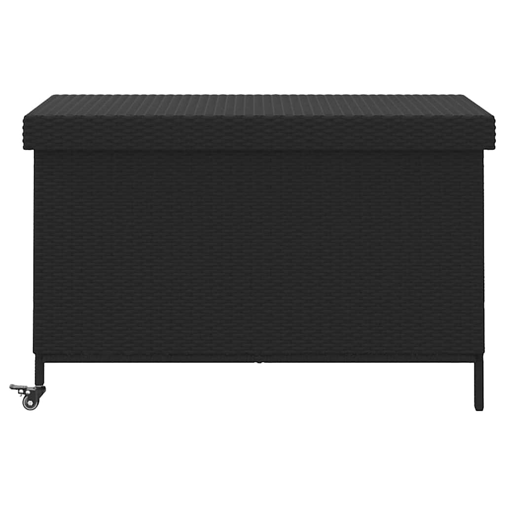 Putekasse med hjul svart 110x55x73 cm polyrotting