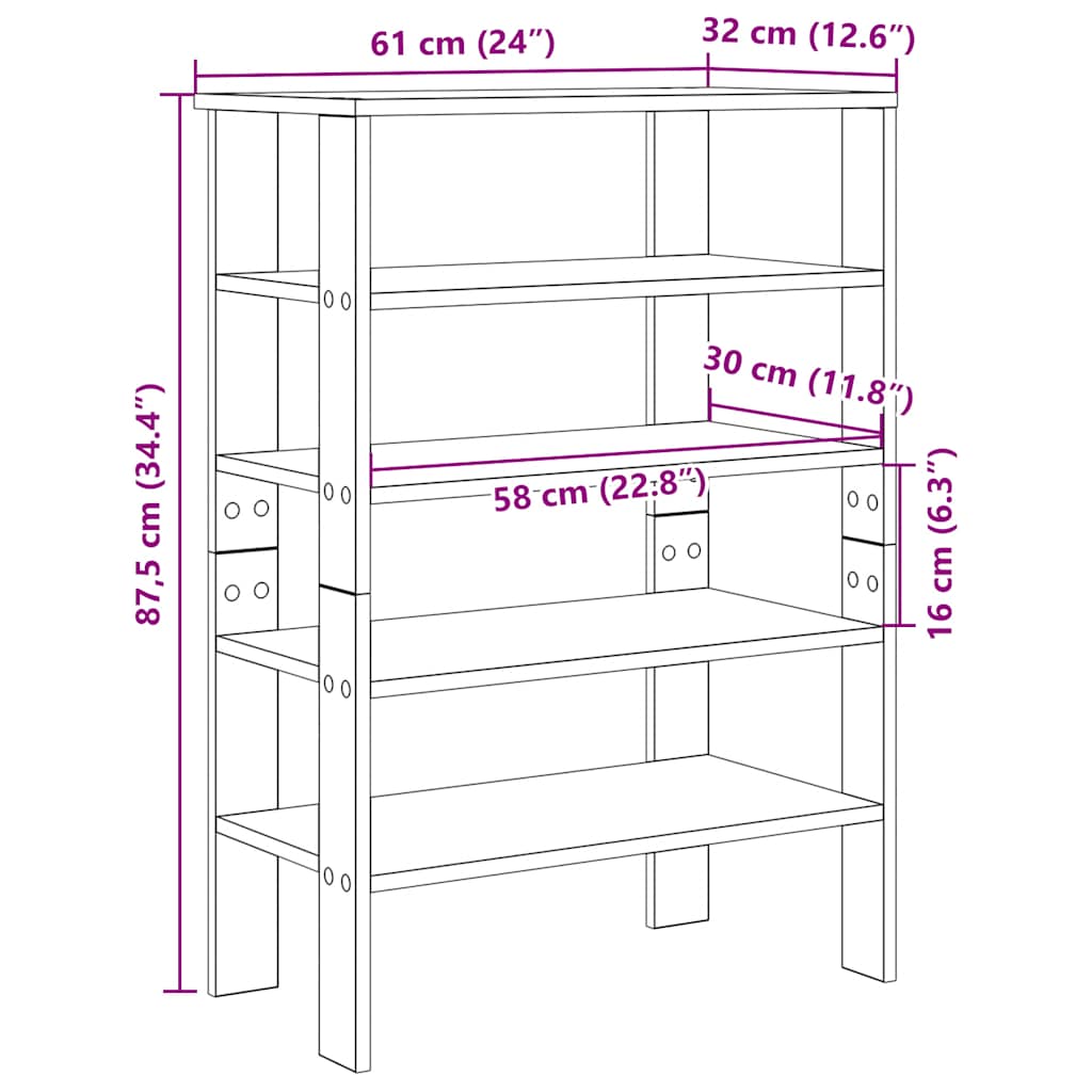 Skohylle brun eik 61x32x87,5 cm konstruert tre