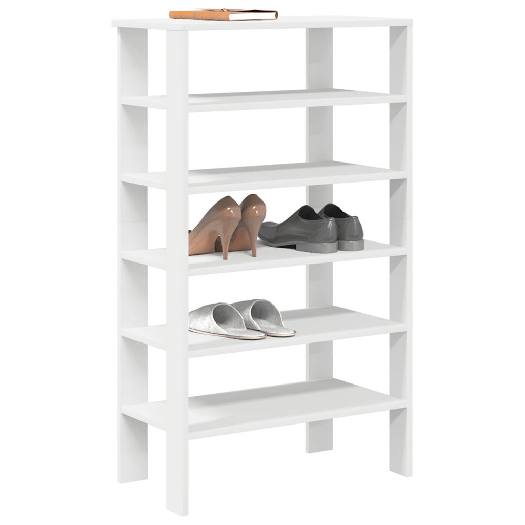Skohylle hvit 61x32x105 cm konstruert tre
