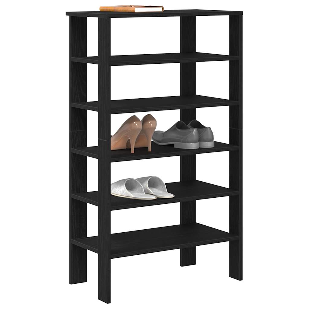 Skohylle svart 61x32x105 cm konstruert tre