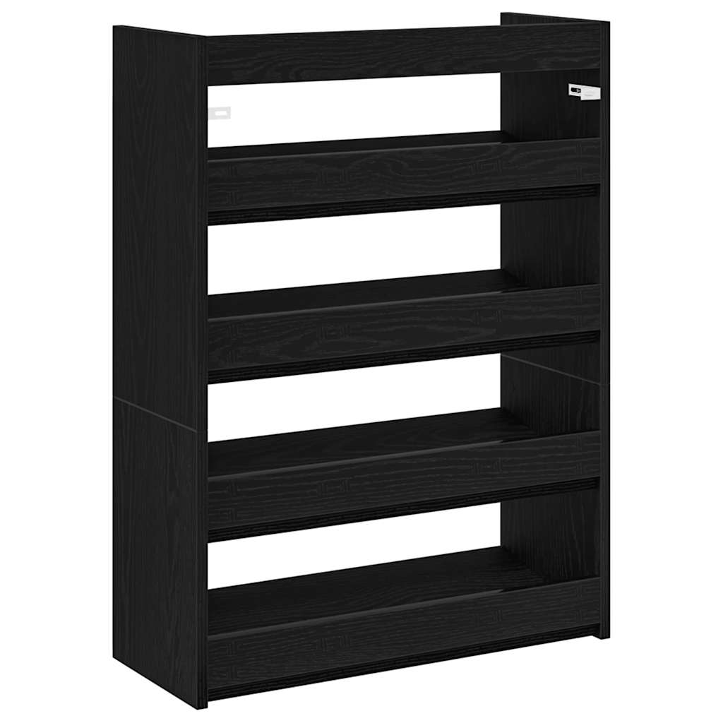 Skohylle svart 60x25x81 cm konstruert tre