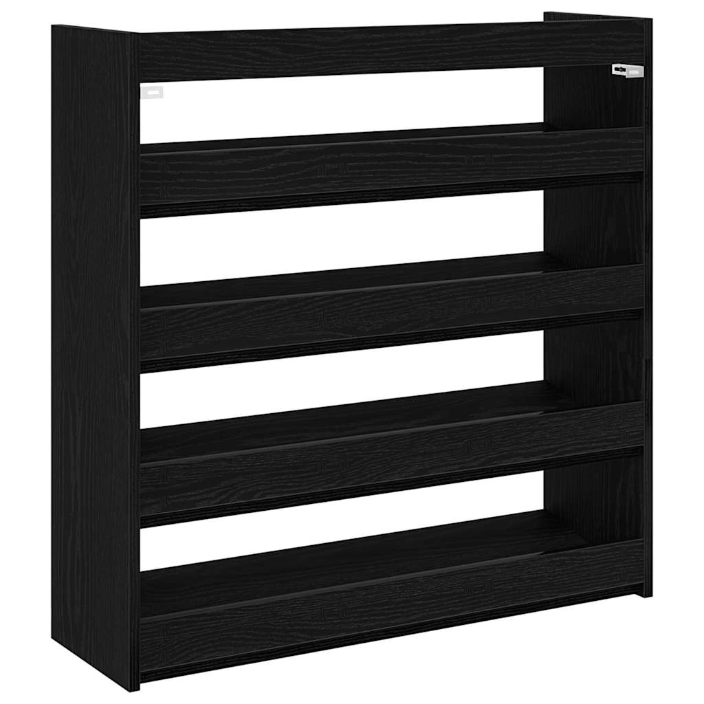 Skohylle svart 80x25x81 cm konstruert tre