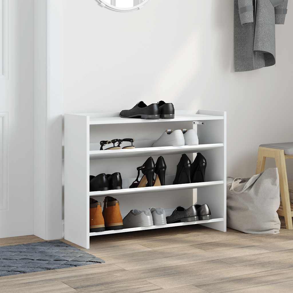 Skohylle hvit 80x25x62 cm konstruert tre