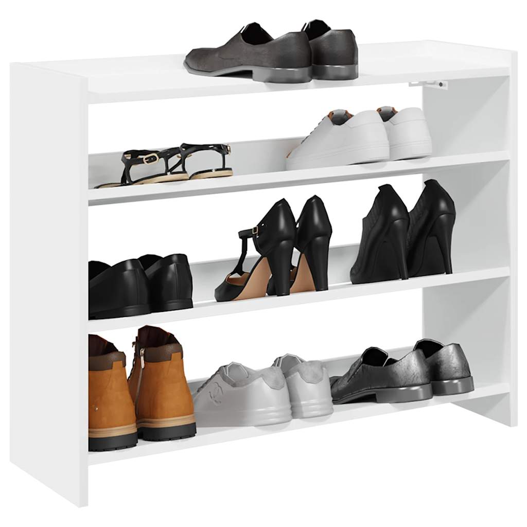 Skohylle hvit 80x25x62 cm konstruert tre
